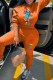 Orange Casual Print Letter O Neck Long Sleeve Two Pieces