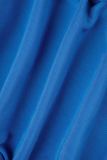 Blue Sexy Solid Bandage Backless Slit Halter Long Dress Dresses