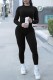 Black Casual Solid Basic O Neck Skinny Jumpsuits