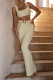 Apricot Sexy Solid Patchwork Square Collar Sleeveless Two Pieces