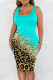Cyan Casual Print Basic U Neck Vest Dress Dresses