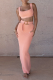 Pink Sexy Solid Patchwork Square Collar Sleeveless Two Pieces