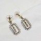 White Gold Vintage Letter Patchwork Rhinestone Earrings