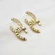 Black Gold Simplicity Letter Pearl Rhinestone Earrings