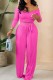 Rose Red Casual Solid Patchwork O Neck Long Sleeve Two Pieces