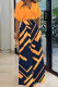 Yellow Casual Print Patchwork V Neck Short Sleeve Two Pieces