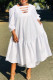 White Elegant Solid Hollowed Out Patchwork O Neck Ball Gown Dresses