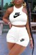 White Casual Print Letter O Neck Sleeveless Two Pieces