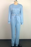 Pink Casual Solid Patchwork O Neck Long Sleeve Two Pieces
