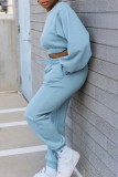 Pink Casual Solid Patchwork O Neck Long Sleeve Two Pieces