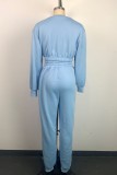 Pink Casual Solid Patchwork O Neck Long Sleeve Two Pieces
