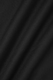 Black Street Daily Print Draw String Hooded Collar Tops
