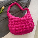 Rose Red Casual Daily Solid Patchwork Zipper Bags