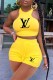 Yellow Casual Print Letter O Neck Sleeveless Two Pieces