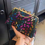 Pink Casual Butterfly Print Patchwork Chains Bags