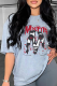 Light Gray Casual Daily Print Patchwork O Neck T-Shirts