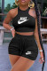 Black Casual Print Letter O Neck Sleeveless Two Pieces