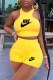 Yellow Casual Print Letter O Neck Sleeveless Two Pieces
