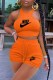 Orange Casual Print Letter O Neck Sleeveless Two Pieces