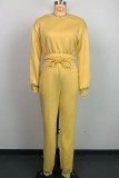 Pink Casual Solid Patchwork O Neck Long Sleeve Two Pieces