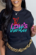Black Casual Daily Print Letter O Neck T-Shirts