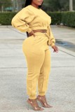 Pink Casual Solid Patchwork O Neck Long Sleeve Two Pieces