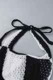 Black Sexy Patchwork Bandage Backless Halter Sleeveless Dress Dresses