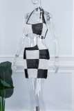 Black Sexy Patchwork Bandage Backless Halter Sleeveless Dress Dresses
