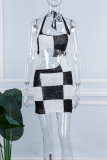Black Sexy Patchwork Bandage Backless Halter Sleeveless Dress Dresses