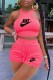 Pink Casual Print Letter O Neck Sleeveless Two Pieces