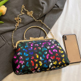 Pink Casual Butterfly Print Patchwork Chains Bags