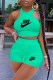 Green Casual Print Letter O Neck Sleeveless Two Pieces