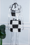 Black Sexy Patchwork Bandage Backless Halter Sleeveless Dress Dresses