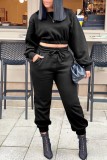 Pink Casual Solid Patchwork O Neck Long Sleeve Two Pieces