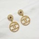 Gold Simplicity Letter Pearl Rhinestone Earrings