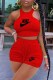 Red Casual Print Letter O Neck Sleeveless Two Pieces