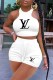 White Casual Print Letter O Neck Sleeveless Two Pieces