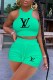 Green Casual Print Letter O Neck Sleeveless Two Pieces