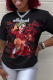 Black Street Daily Print Patchwork O Neck T-Shirts