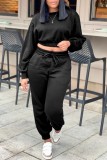 Pink Casual Solid Patchwork O Neck Long Sleeve Two Pieces