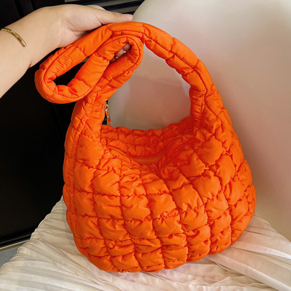 Orange Casual Daily Solid Patchwork Zipper Bags