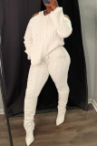 Light Blue Casual Solid Backless Hooded Collar Long Sleeve Two Pieces