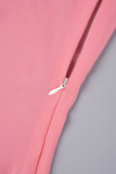 Pink Sexy Casual Solid Bandage Backless Spaghetti Strap Irregular Dress Dresses