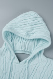 Light Blue Casual Solid Backless Hooded Collar Long Sleeve Two Pieces