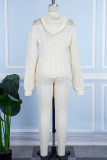 Light Blue Casual Solid Backless Hooded Collar Long Sleeve Two Pieces