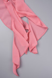 Pink Sexy Casual Solid Bandage Backless Spaghetti Strap Irregular Dress Dresses