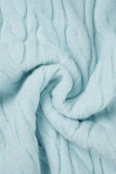 Light Blue Casual Solid Backless Hooded Collar Long Sleeve Two Pieces