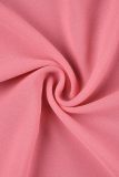 Pink Sexy Casual Solid Bandage Backless Spaghetti Strap Irregular Dress Dresses