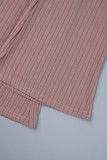 Bare Color Casual Solid Basic O Neck Long Sleeve Two Pieces