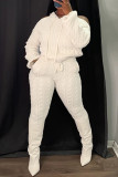 Light Blue Casual Solid Backless Hooded Collar Long Sleeve Two Pieces